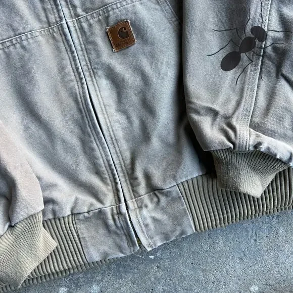 Vintage y2k gray/beige carhartt hooded work wear jacket